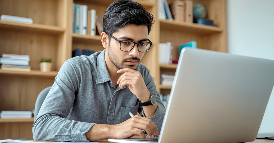 Man sitting at laptop